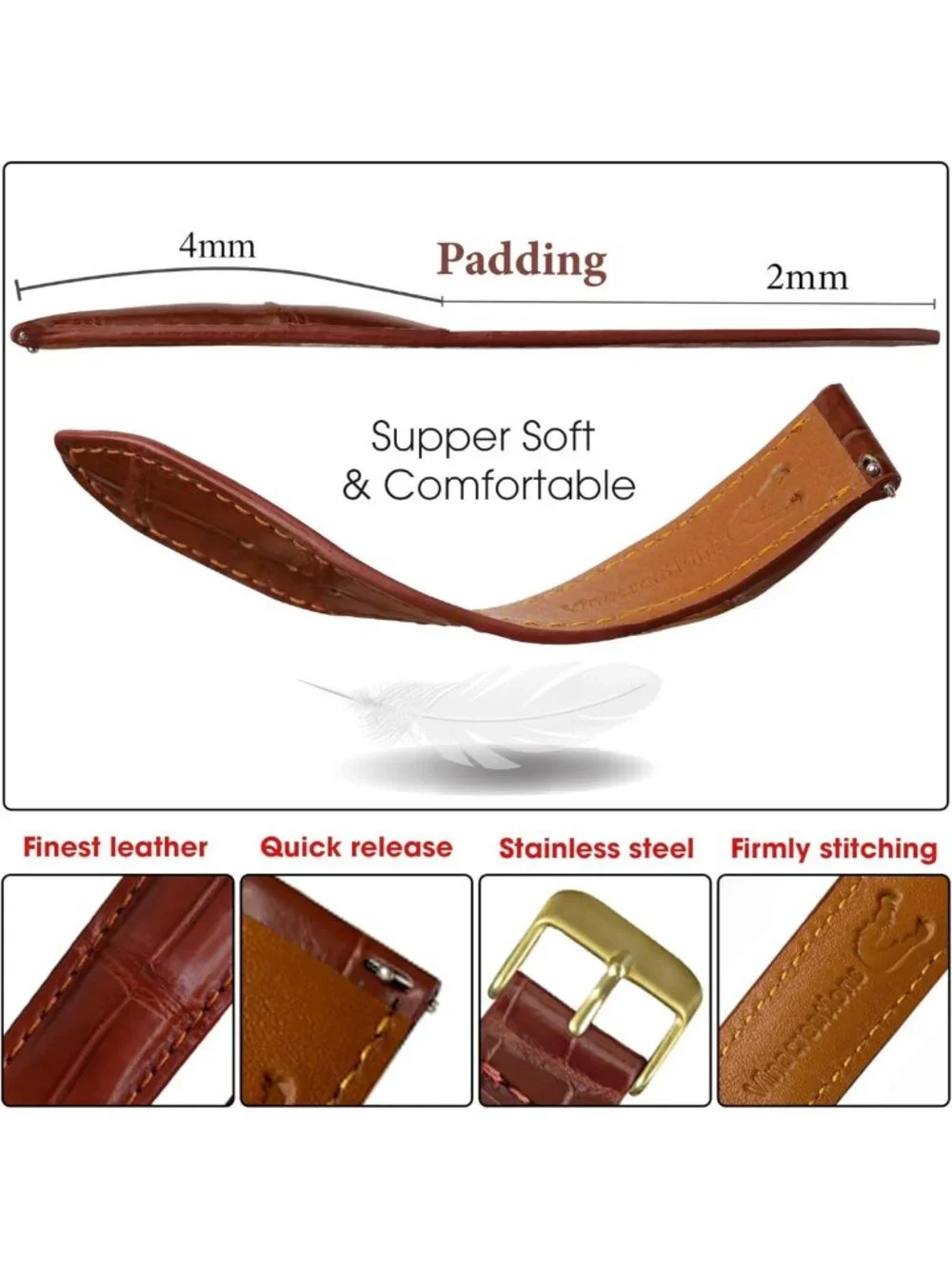 Handmade Premium Leather Watch Band | Quick Release, Stylish & Durable Design